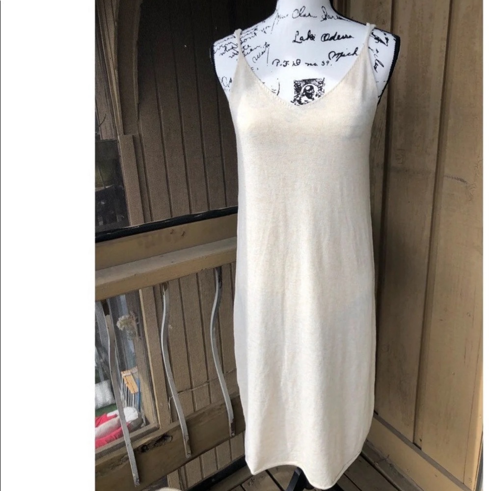 Cashmere dress tank womens basic soft knit dress cami cream Heather beige gray - Picture 15 of 16